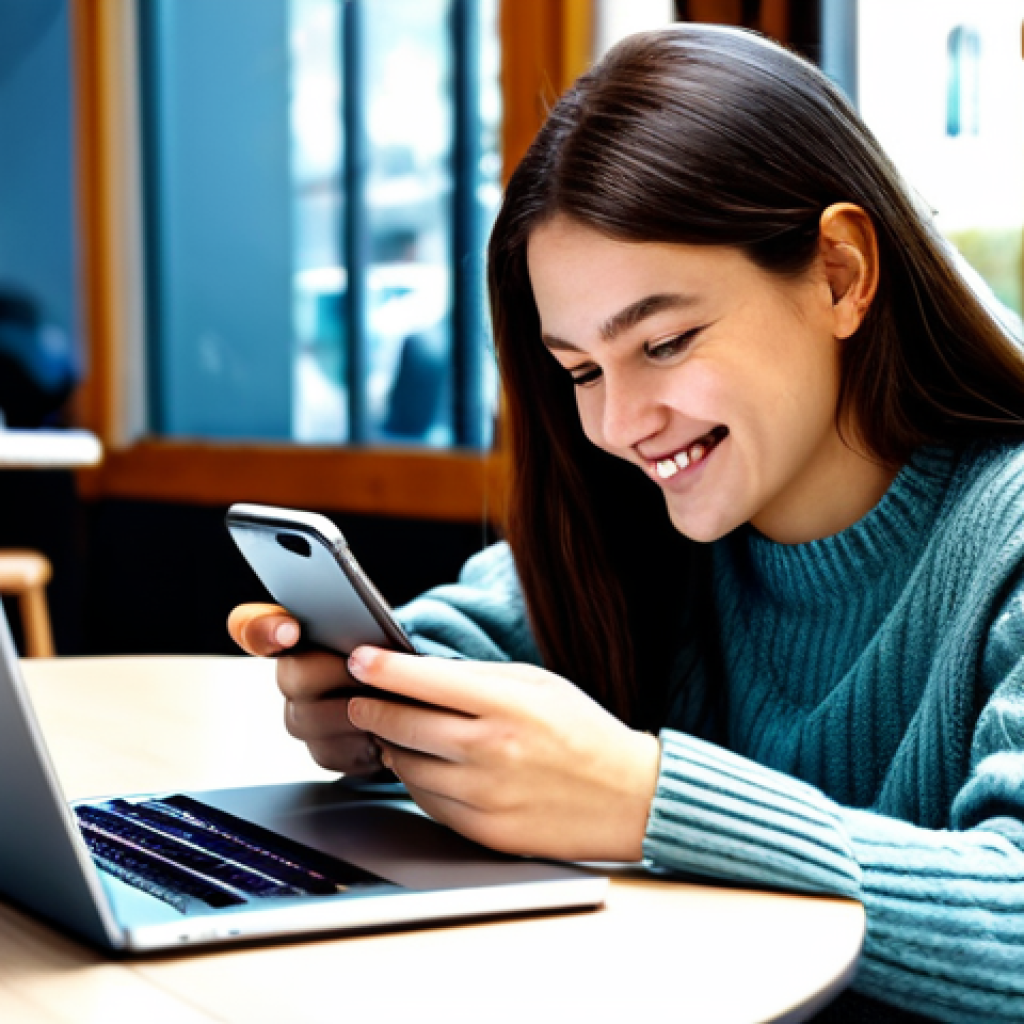 **
"A young woman with a friendly smile, wearing a modest casual outfit (jeans and a sweater), using a smartphone app to study for the French driving code, sitting at a table in a bright, modern café, laptop nearby, coffee cup, fully clothed, appropriate content, safe for work, family-friendly, perfect anatomy, correct proportions, well-formed hands, natural pose, high quality, professional illustration."
**