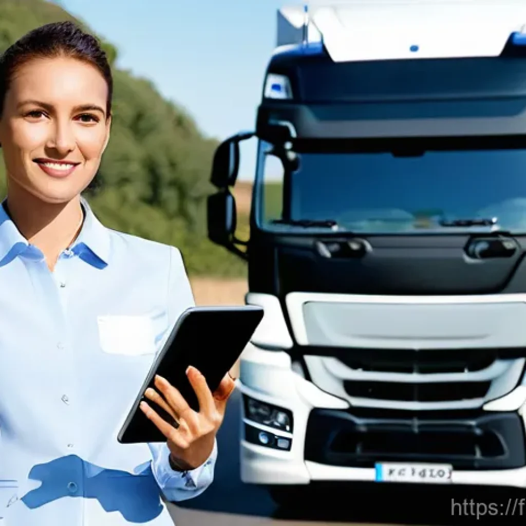 도로교통사 관련 직무의 장래성 - **Prompt 1: The Modern Road Ambassador**
    A highly professional and confident female truck driver...