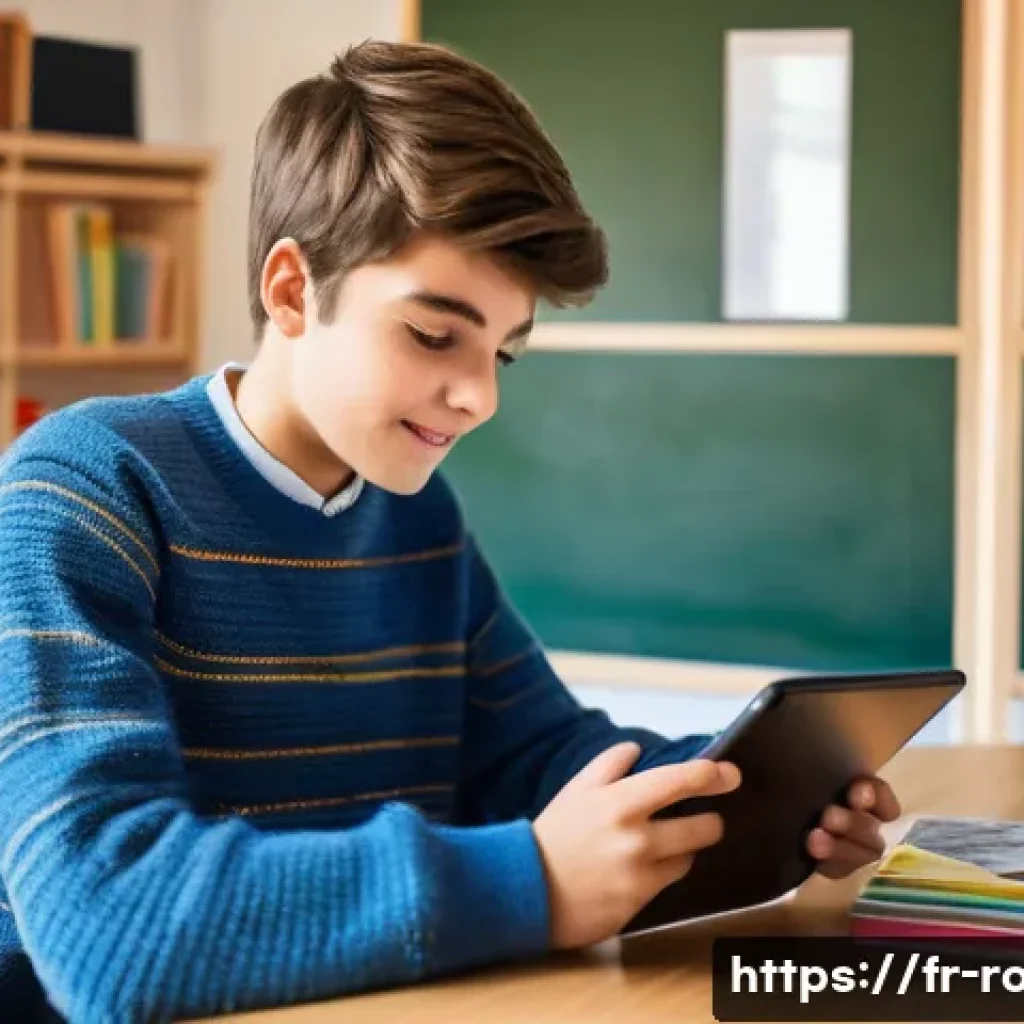 도로교통사 필기시험 고득점 비법 - **Prompt:** A bright, modern study space in a French home. A focused young French student, around 16...