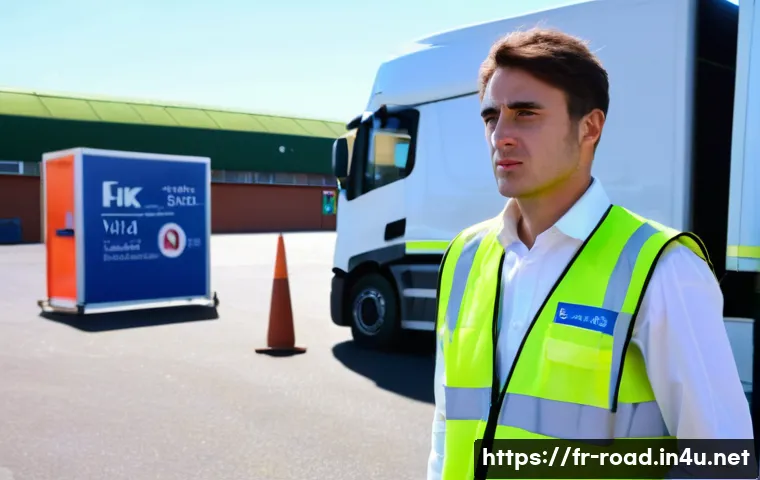 도로교통사 자격증 취득 후 직업 선택의 폭 - **Prompt 1: Modern Heavy Vehicle Driving School in France**
"A vibrant, wide-angle shot of a you...