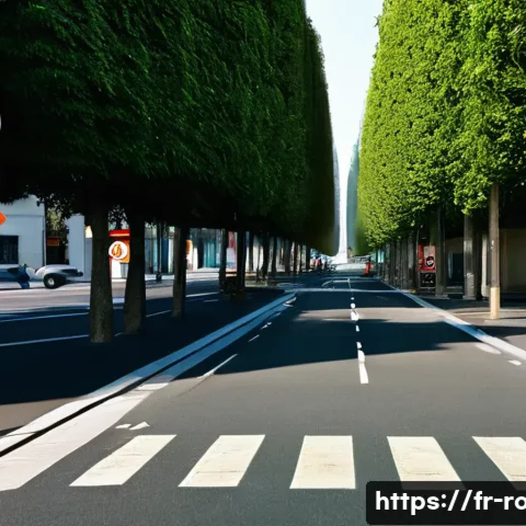 도로교통사 필기시험에서 자주 나오는 문제 - A detailed urban street scene in France showing a variety of road signs: a red-bordered triangular w...