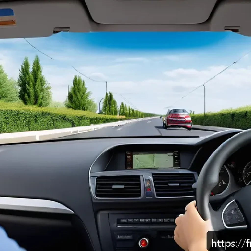 도로교통사 실기시험 합격 사례 분석 - A detailed scene of a French driving test in progress on a suburban road near Paris, featuring a you...