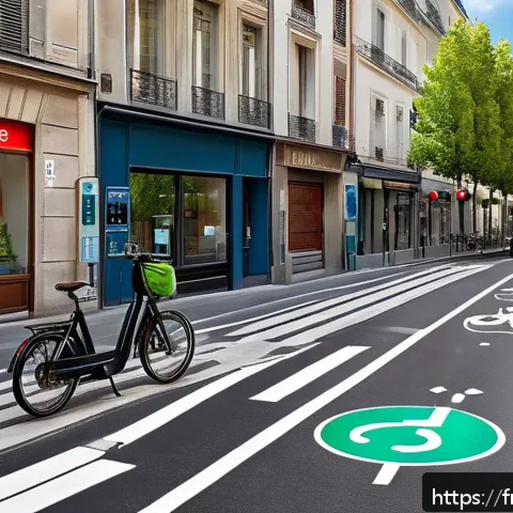 도로교통사 필기시험 대비 학습 플랜 - A detailed urban street scene in a modern French city, showcasing various traffic signs including lo...